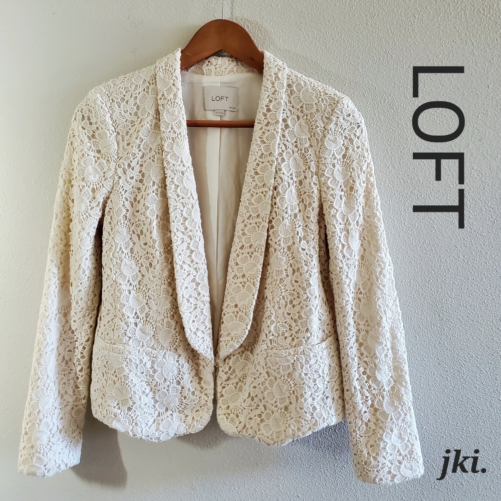 Loft Croche Ivory Lace Womens Blazer